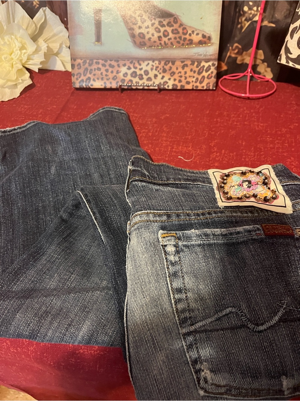 7 For All Mankind Women's Dark Blue Boot Cut Jeans